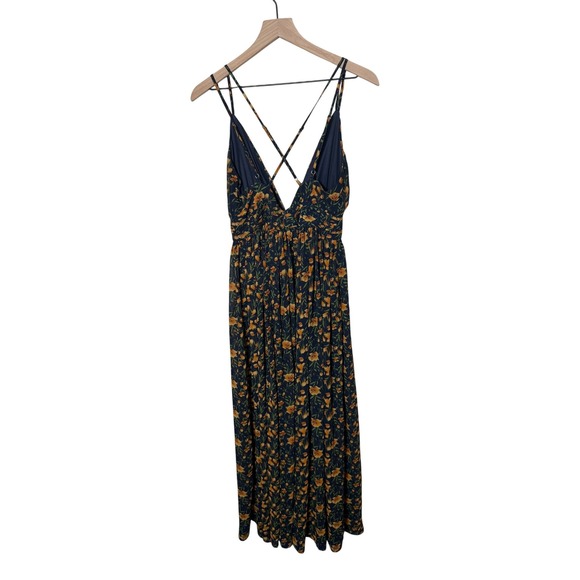 Lulus Full of Joy Maxi Dress Women Size M Navy Blue Floral Chiffon Formal Party - Picture 4 of 8